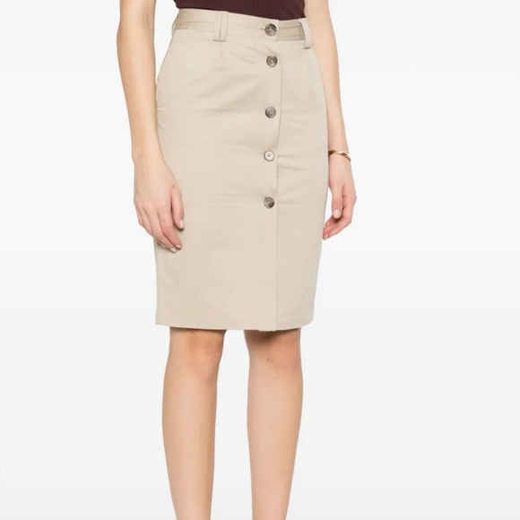Anine Bing Tan Button-Front Pencil Skirt - Picture 1 of 4